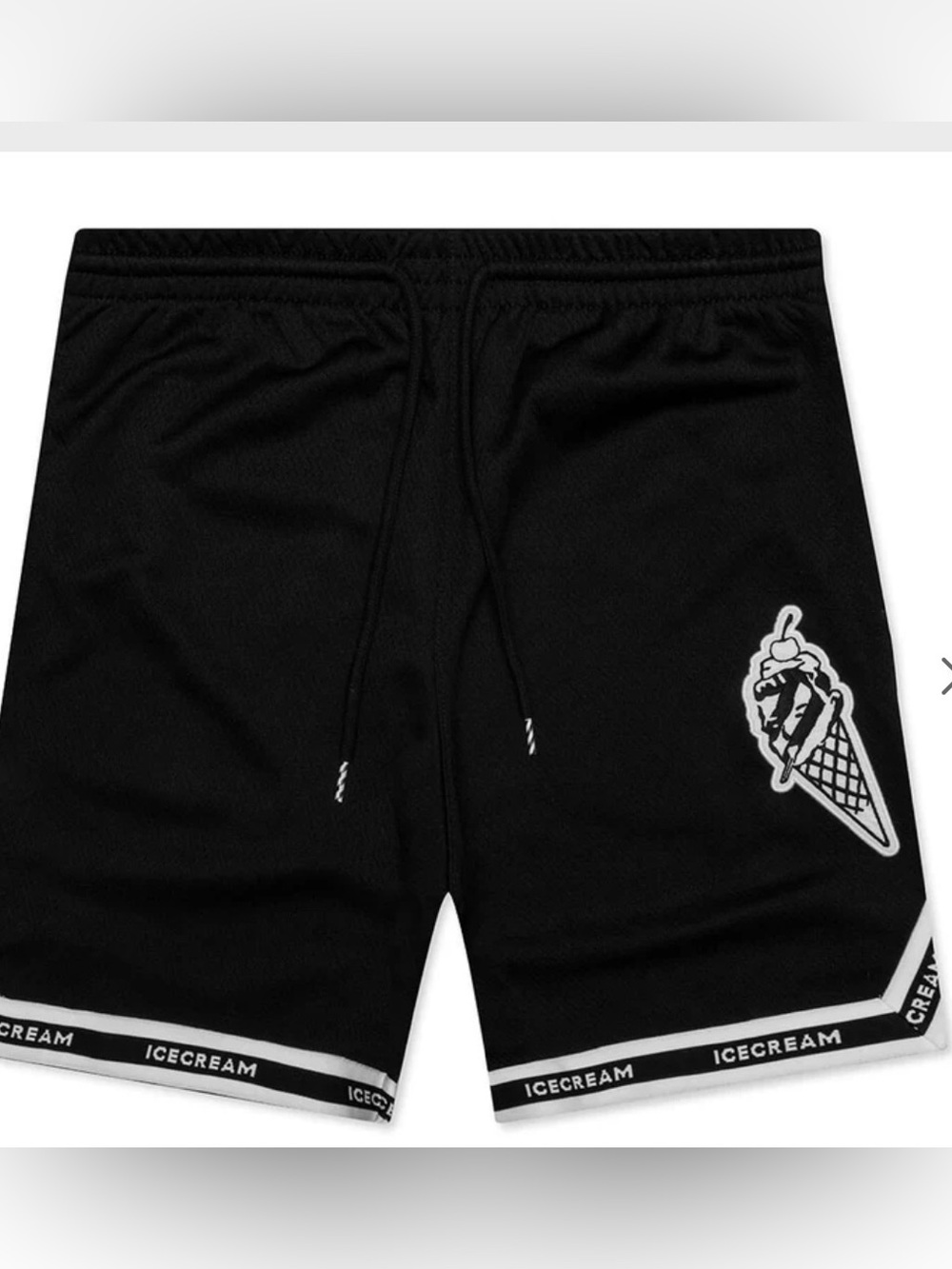 Icecream Black Athletic Shorts with White Trim